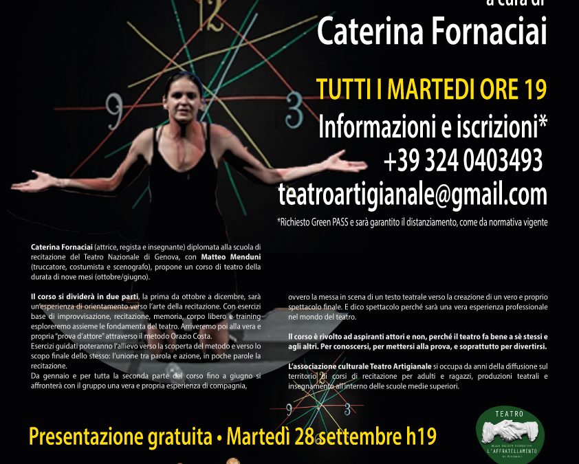 NUOVO CORSO DI TEATRO a cura di CATERINA FORNACIAI (martedì)