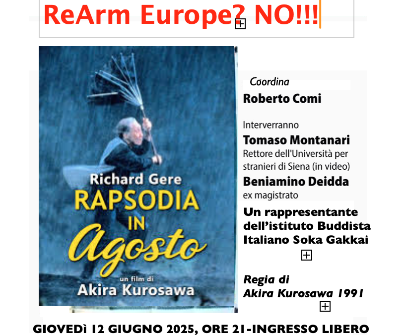 ReArm Europe? NO!!! – RAPSODIA IN AGOSTO